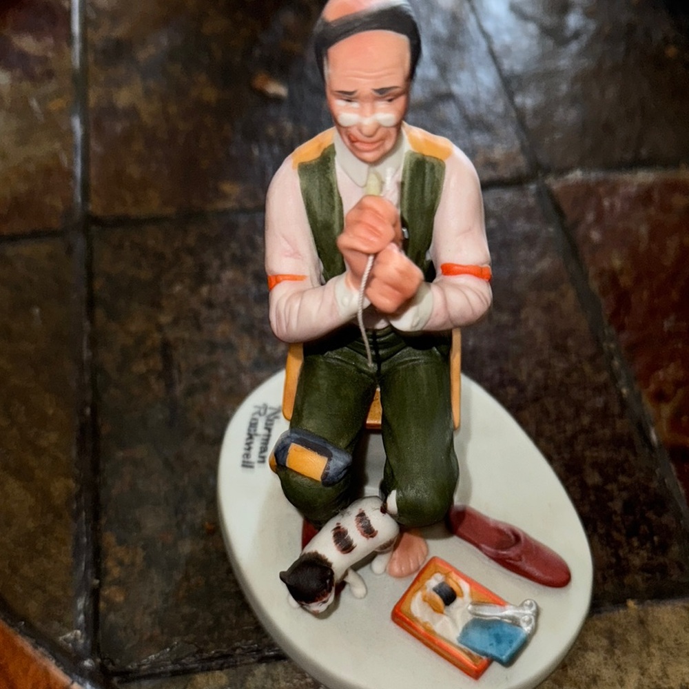 Green and White Decorative Figurine Accent